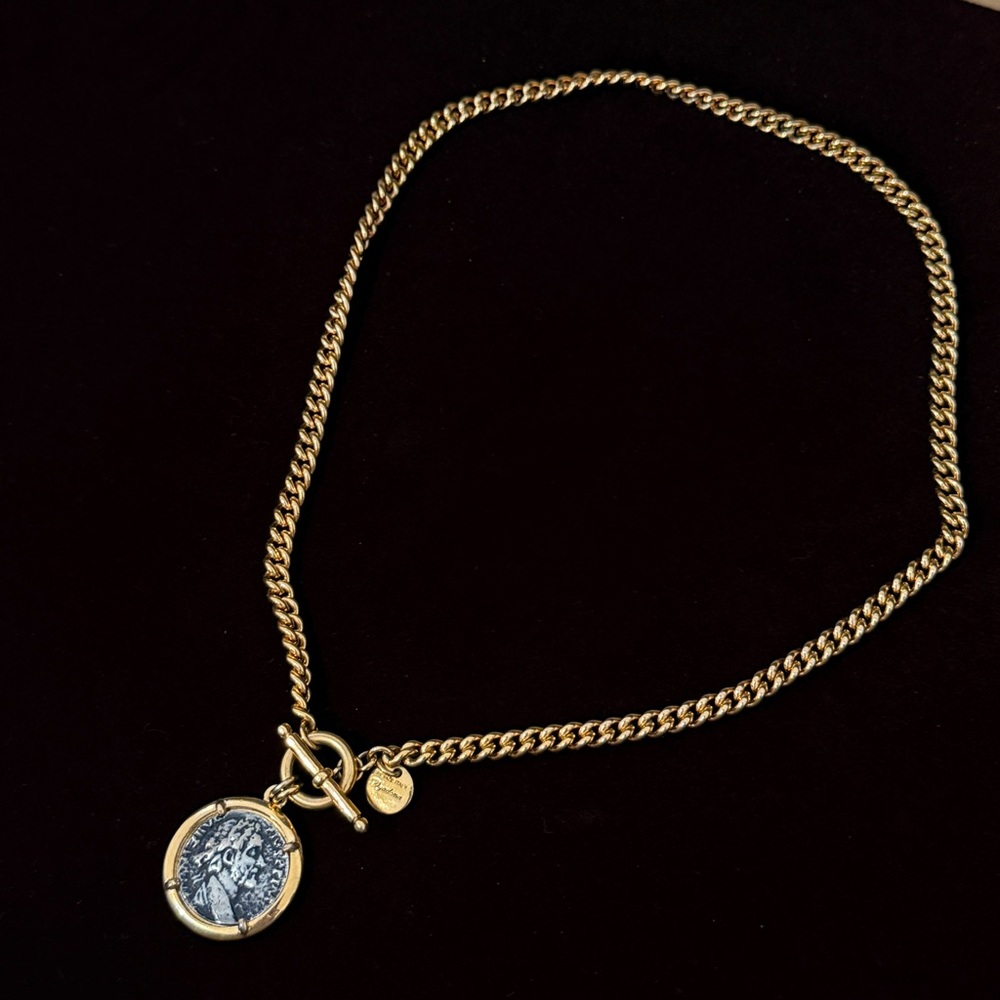 Dyadema Italian 18k Gold Plated Classic Necklace with Coin Pendant